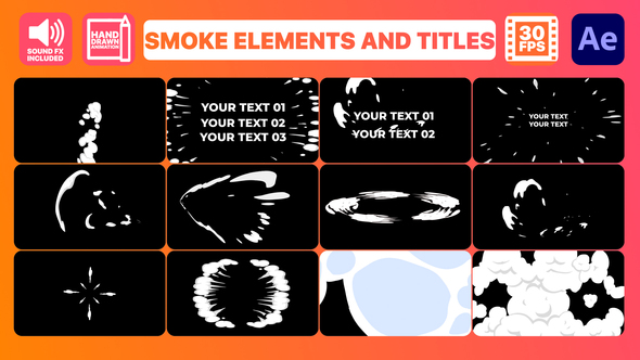 2D Smoke Elements And Titles for After Effects