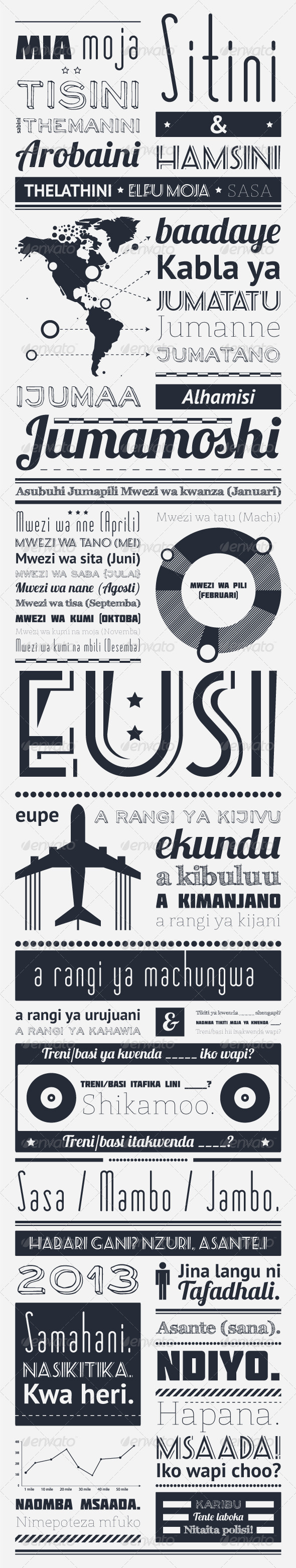 Typography with Elements of Infographics and Icons - Miscellaneous Vectors