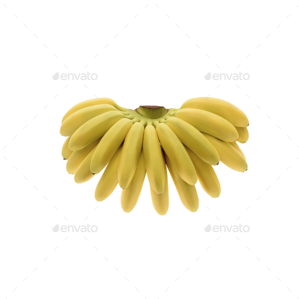 Close-up view of bunch of fresh ripe bananas isolated on white Stock Photo  by LightFieldStudios