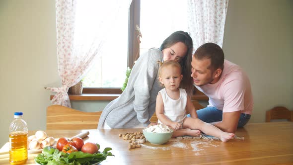 Happy Family Spends Time in the Kitchen. Happy Family Concept