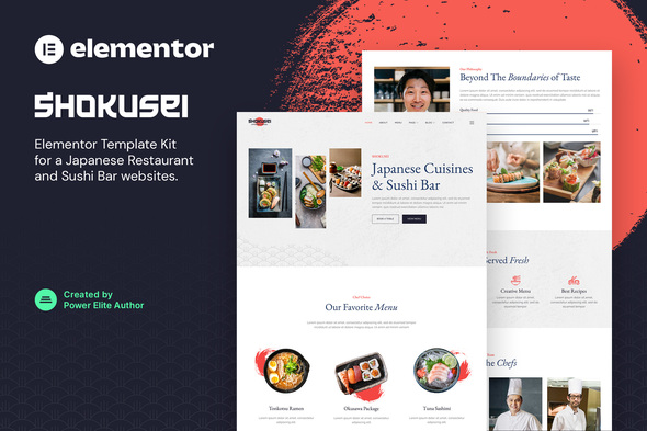 Shokusei – Japanese Restaurant & Sushi Bar Elementor Template Kit