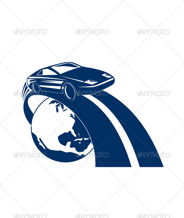 Car Coming Out of Globe - Miscellaneous Vectors