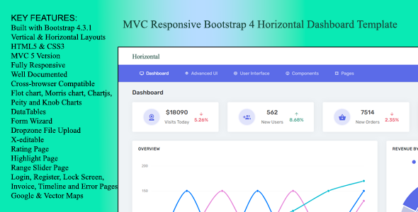 MVC Responsive Bootstrap 4 Horizontal Dashboard Template
