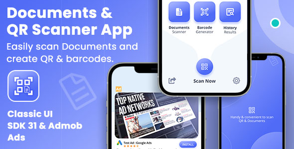 Document & QR Code Scanner (V 2.0) - Document Scanner Android - QR Code Reader with Admob
