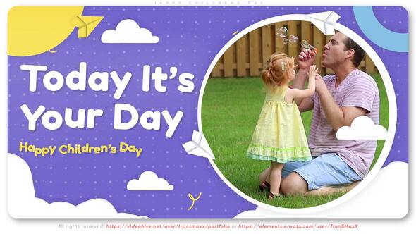 Happy Childrens Day Video Displays template preview