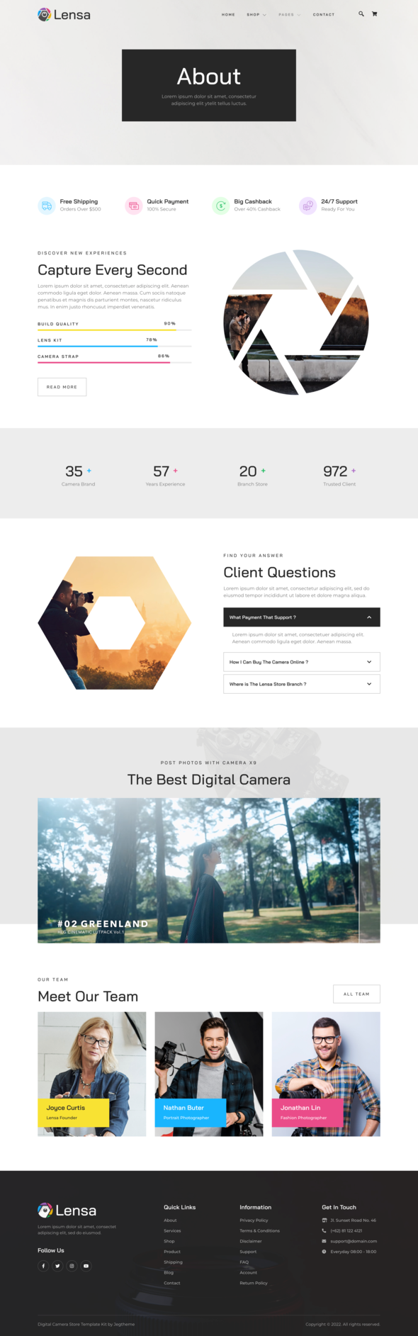 Lensa – Camera Photography Equipment Store Elementor Template