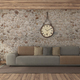 Rustic style living room with stone wall and wooden paneling - PhotoDune Item for Sale