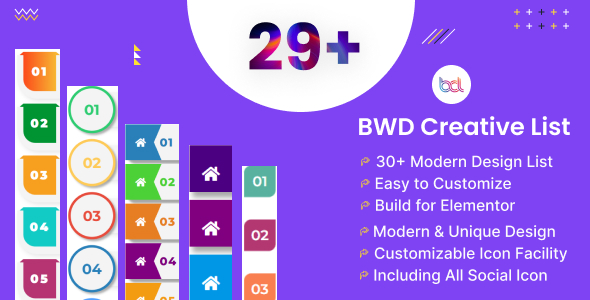 BWD Creative List addon for elementor