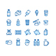 Fresh Milk Dairy Product Blue Thin Line Icon Set. Vector
