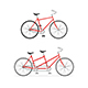 Different Tandem Bike and Bicycle Set. Vector