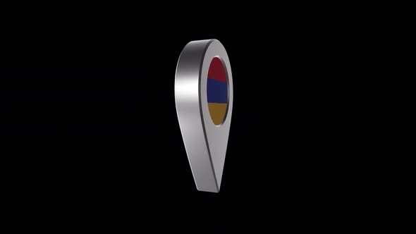 3d Animation Map Navigation Pointer With Armenia Flag With Alpha Channel - 2K alt