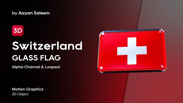 Switzerland Flag 3D Glass Badge