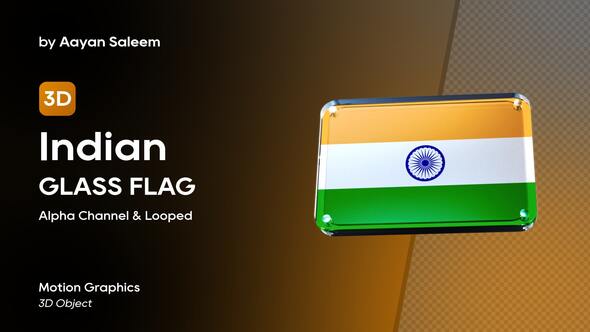 India Flag 3D Glass Badge alt