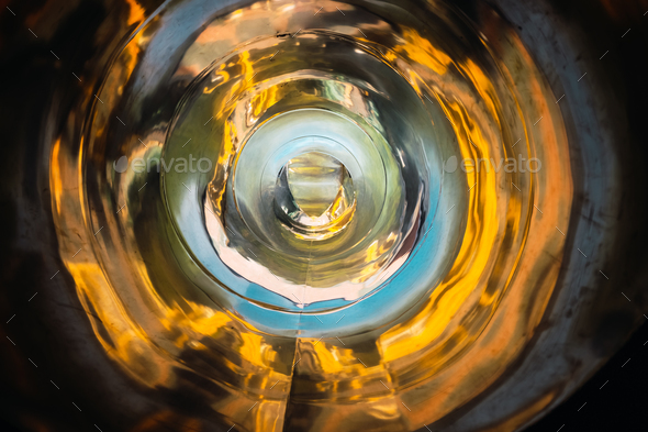 Abstract tube shape background with converging metallic reflections. - Stock Photo - Images