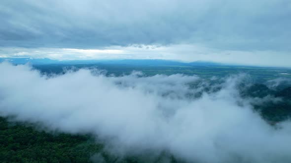 4K Aerial Drone shot flying over beautiful mountain ridge in rural jungle bush forest. alt