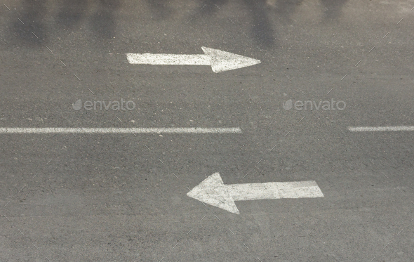two ways road signs on asphalf street. Consept of way and choice