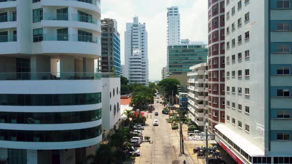 Aerial view of Bocagrande in Cartagena, Colombia alt