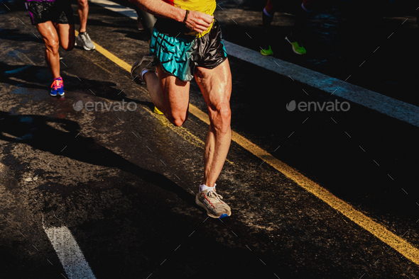 Running athletes have powerful quadriceps and calf muscles for running on asphalt.