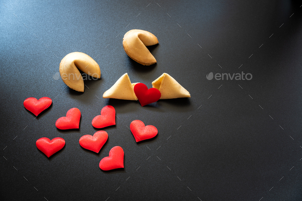 Looking for love in lucky cookies, concept of single people needing dating to find love.
