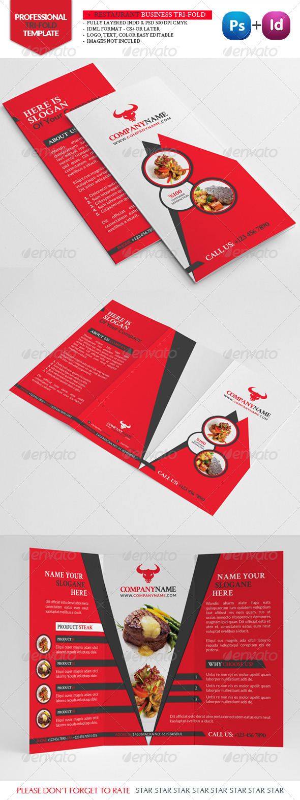 Restaurant Business Tri-Fold - Brochures Print Templates