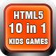 Ten in One Kids Educational Games For Website (Included HTML5 Only) 10 Games in 1 File 