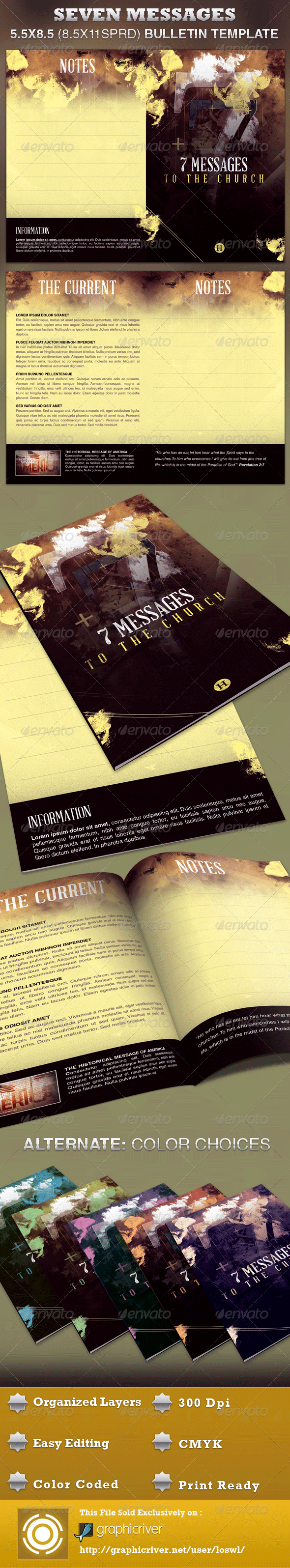 Seven Messages Church Bulletin Template - Informational Brochures