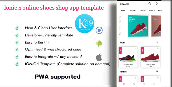 Ionic 4 online shoes shop app template