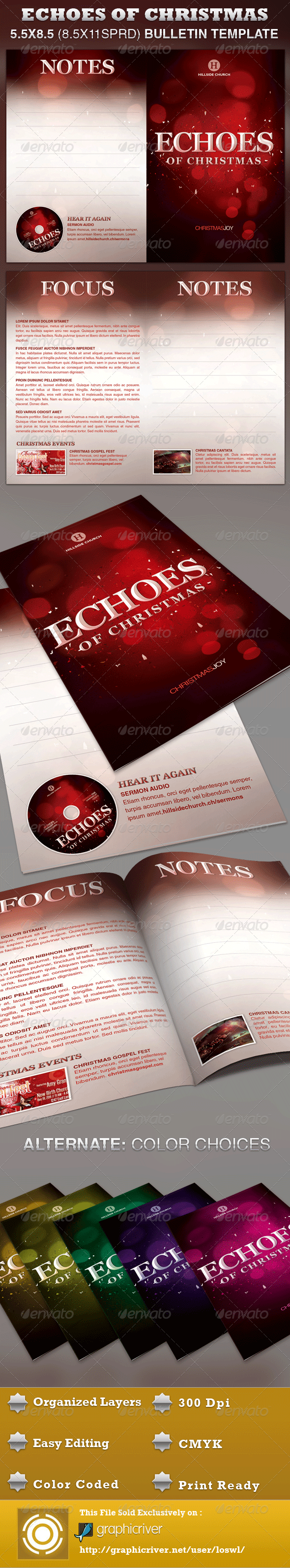 Echoes of Christmas Church Bulletin Template - Informational Brochures