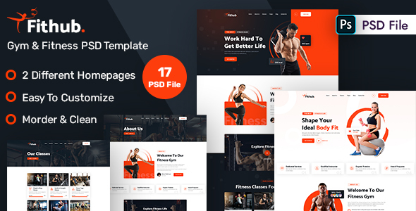 Fithub - Gym & Fitness PSD Template