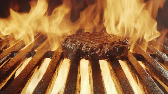 Cooking Burger Meat of Grill and Fire alt