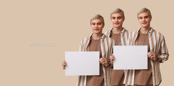 Collage of Three Young Men with Swapped Faces - Stock Photo - Images