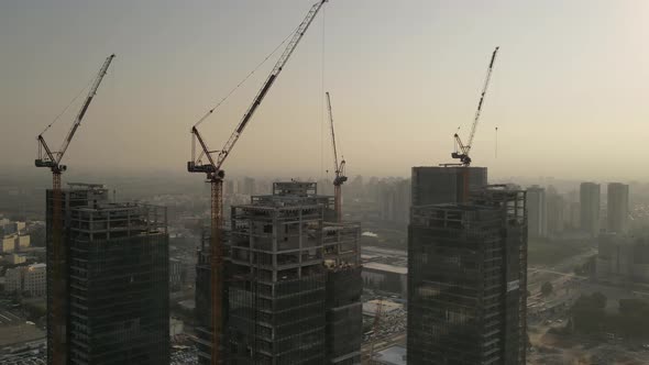 Construction of a Highrise Building Aerial View of Modern Residential Complex Under Construction