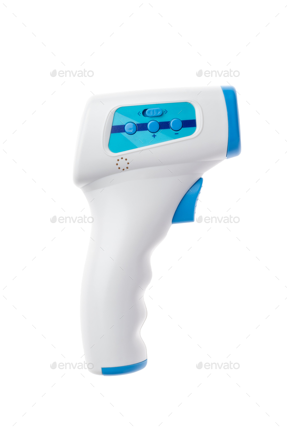 Infrared electronic thermometer gun isolated on white background