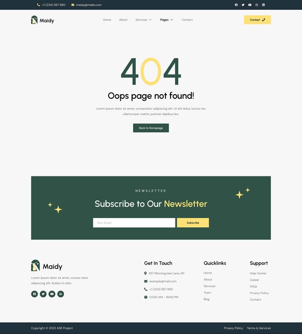 Maidy - Cleaning Service Elementor Template Kit