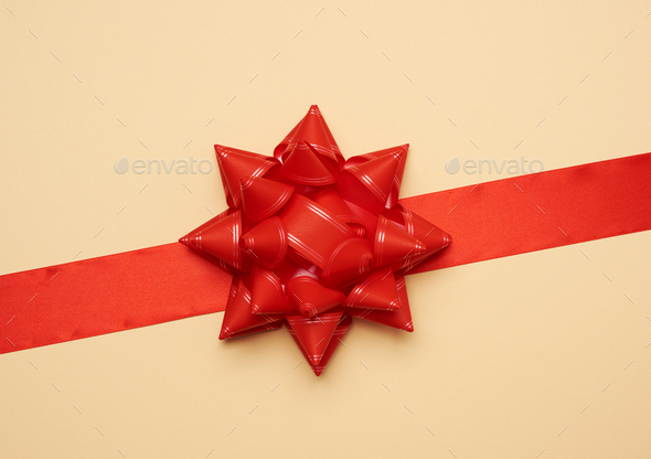 red silk ribbon, Stock image