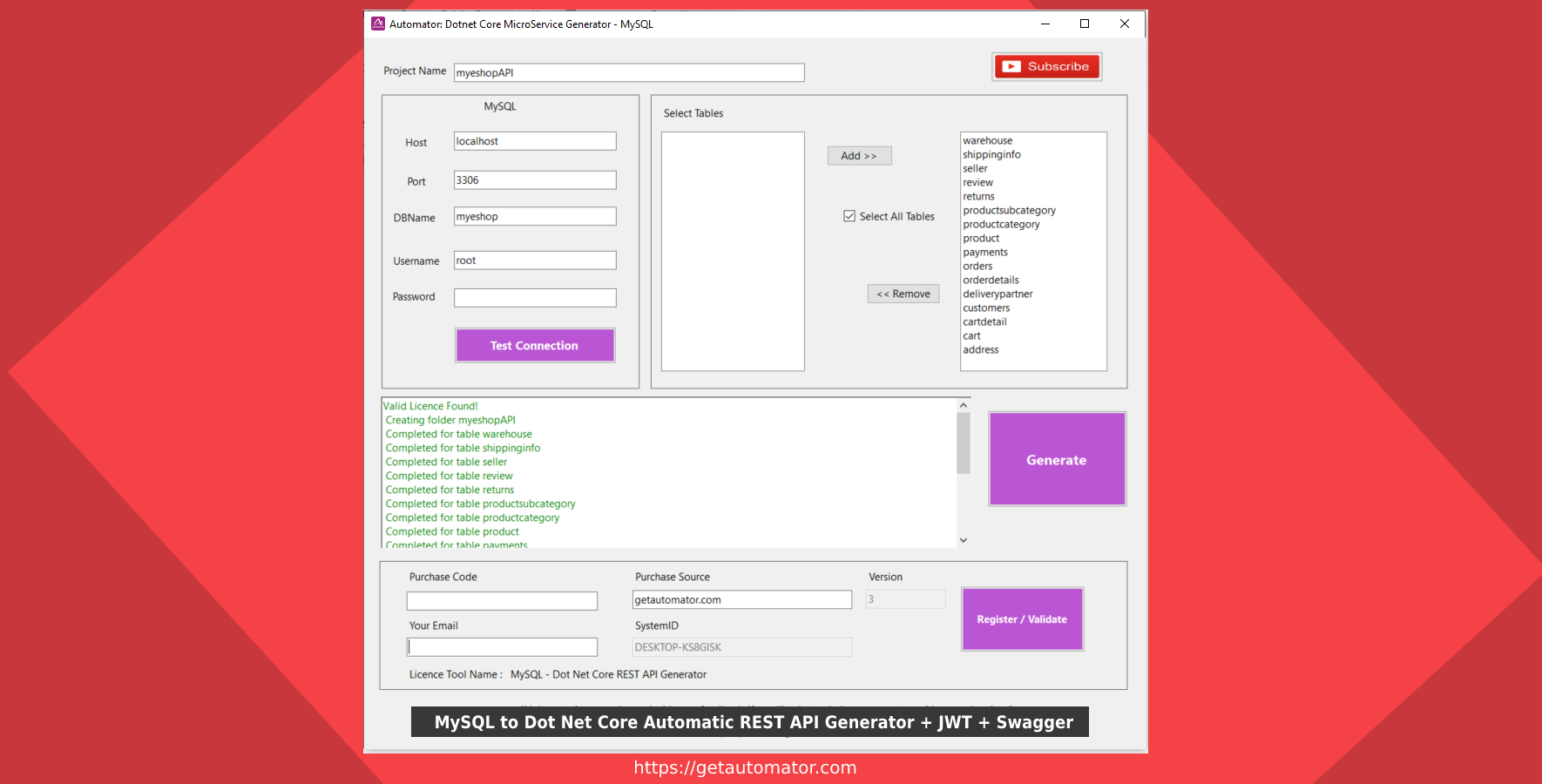 MySQL To Dot Net Core Automatic REST API Generator + JWT Auth + Swagger ...