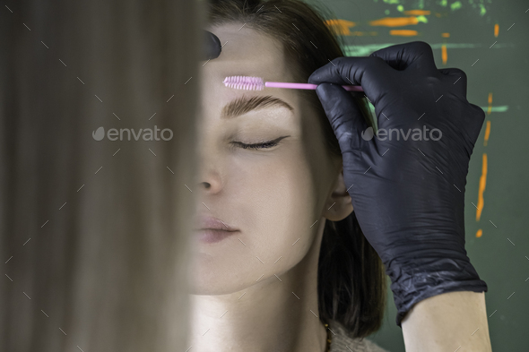 eyebrow lamination procedure styling, correction, coloring and eye brow care treatment