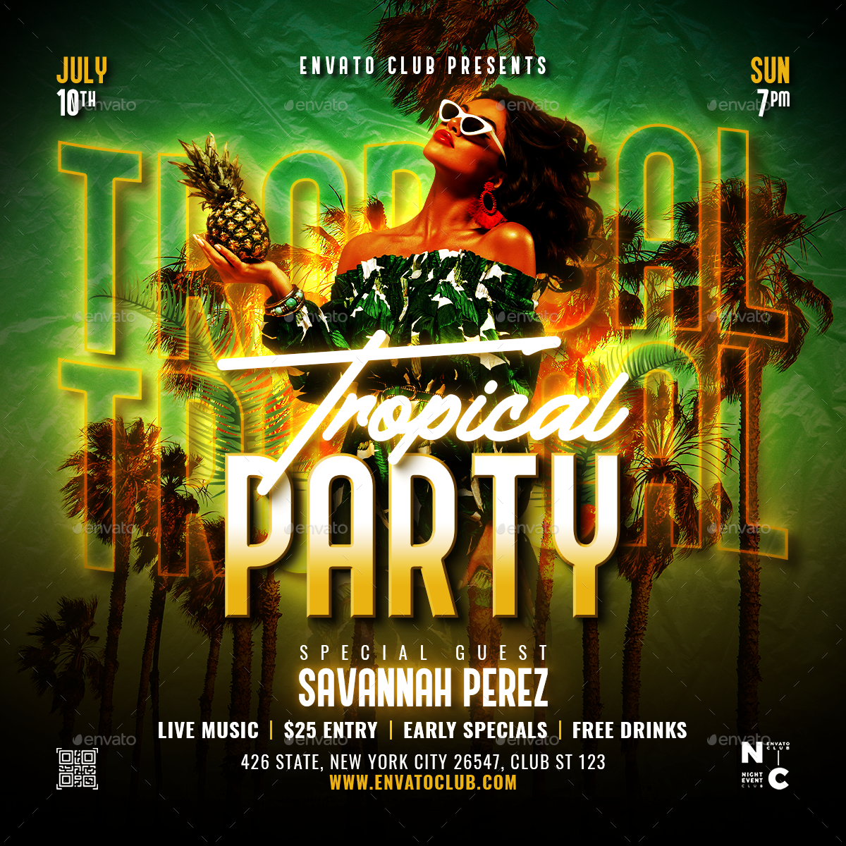 Tropical Party Flyer, Print Templates | GraphicRiver