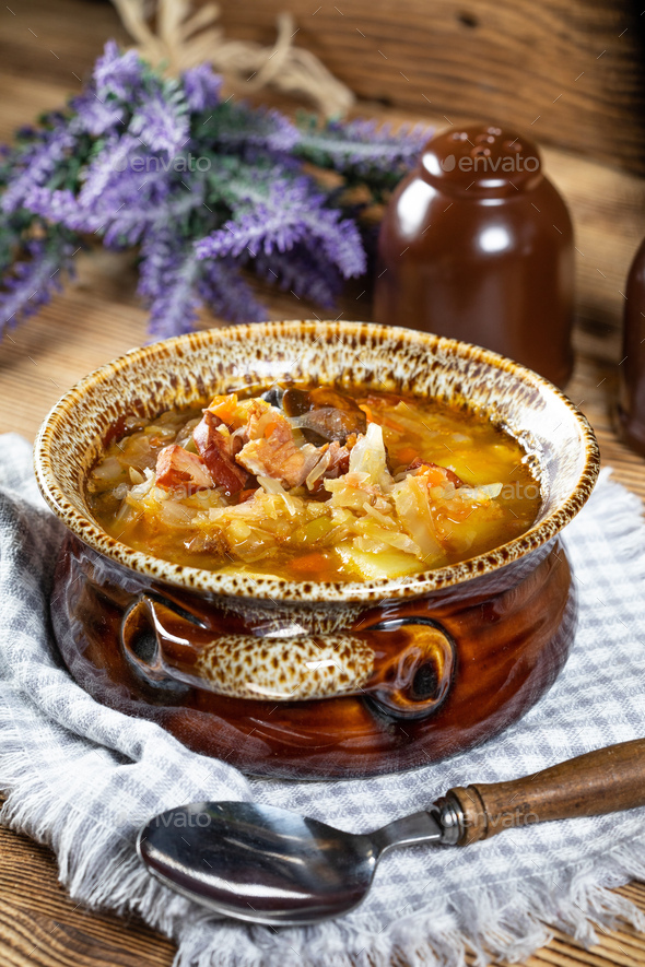 Traditional russian sour cabbage soup Stock Photo by foto_pstryki ...