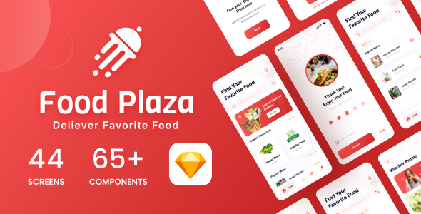 Food Plaza - Food Delivery App UI Kit (sketch Template)
