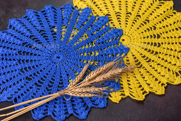 A few things tied from strings with your own hands in the colors of the flag of Ukraine