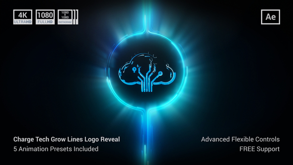 Charge Tech Grow Lines Logo Reveal