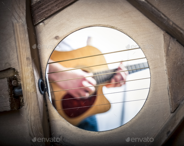 playing guitar seen from inside