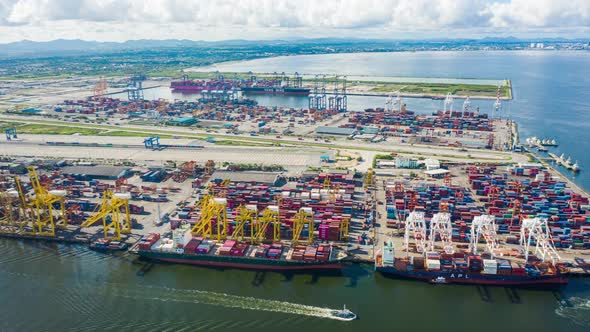 container cargo ship in export and import business and logistics international goods alt