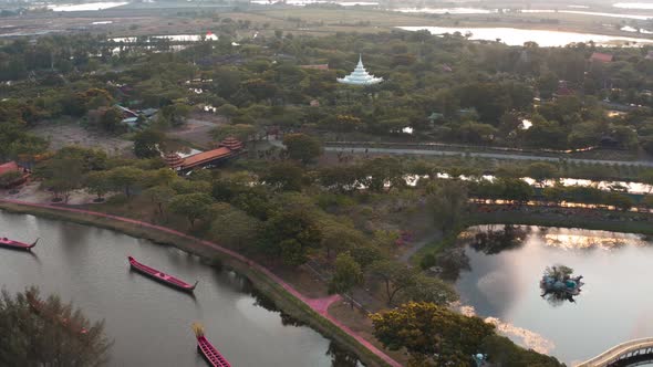 Ancient City, Muang Boran, Aerial Footage, in Bangkok, Thailand alt