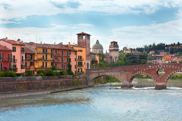 Verona old town view - Stock Photo - Images