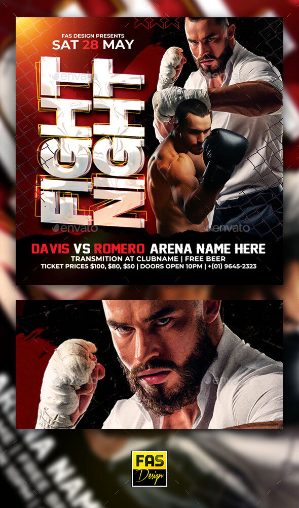 Fight Night Flyer Template, Print Templates | GraphicRiver