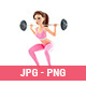 3D Sporty Woman Lifting Barbell 