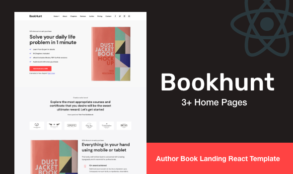 Fabulous Bookhunt - Author eBook Landing React Template