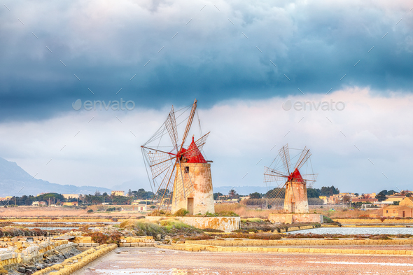 Picturesque view of popular tourist destination - Imbarcadero Storico Mothia - Stock Photo - Images